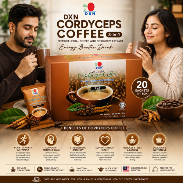 DXN Cordyceps Coffee 3-in-1 DXN Cordyceps Coffee 3-in-1 20 Sachets with Cordyceps Extract