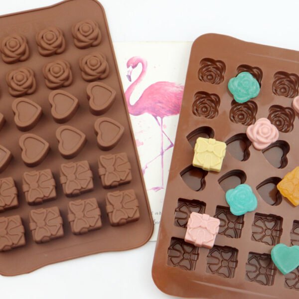 24 cavity rose heart shape silicone mold for chocolate soap resin and baking