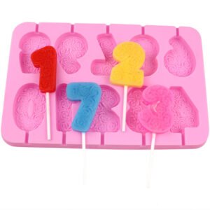 Silicone lollipop mold 0-9 number and rose shape for chocolate candy resin soap and candle making