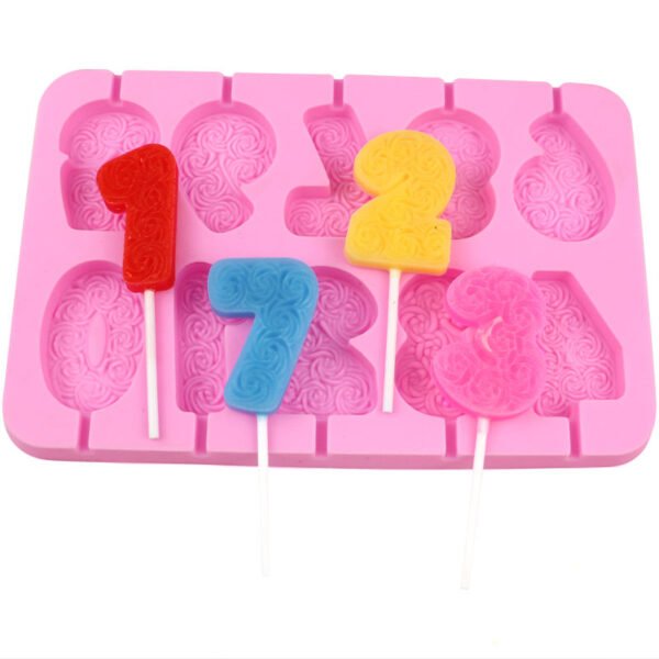 Silicone lollipop mold 0-9 number and rose shape for chocolate candy resin soap and candle making