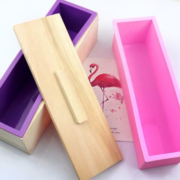 Thickened Rectangle Silicone Soap Mold with Wooden Box for DIY Handmade Soap Making
