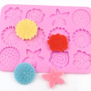 12 Hole Flower Shape Silicone Mold for Cake Soap Candle and Resin
