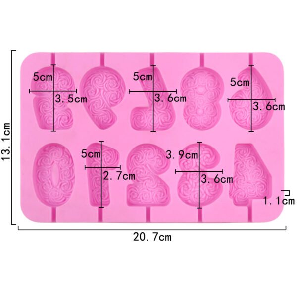 Silicone lollipop mold 0-9 number and rose shape for chocolate candy resin soap and candle making