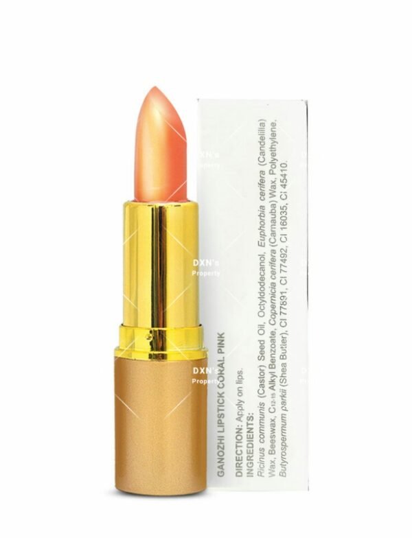 DXN Ganozhi Lipstick – Coral Pink | Hydrating Aloe Vera, Shea Butter & Vitamin E Lipstick | Glossy Long-Lasting Lip Color | 3.0g